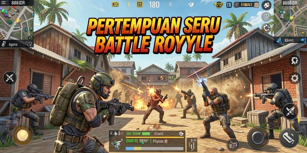 Gameplay seru 888IDR dalam pertempuran Battle Royale.