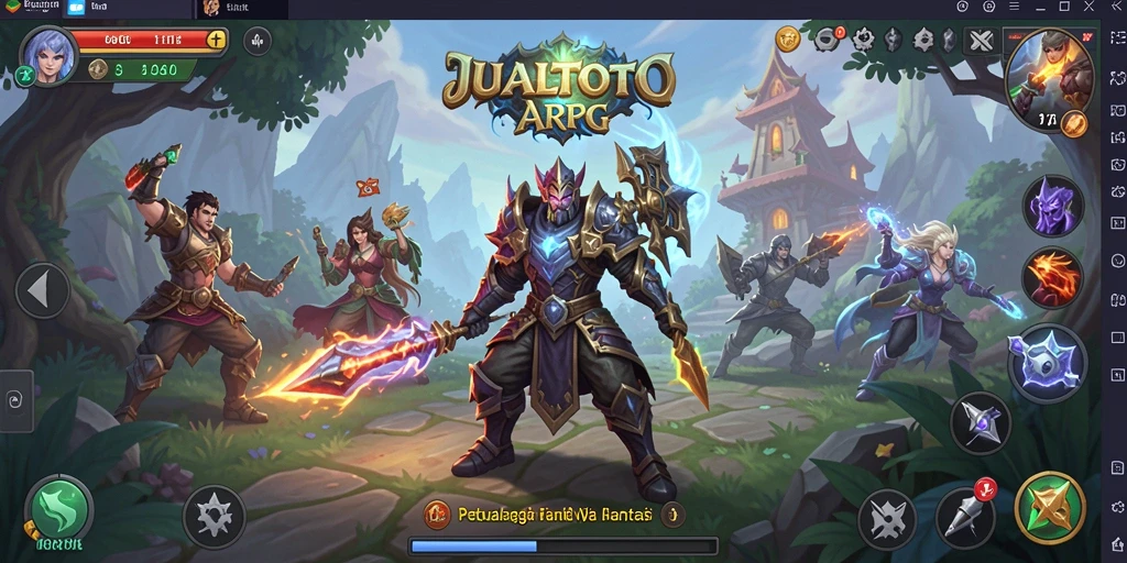 Gameplay seru di dunia fantasi JUALTOTO dengan pertempuran yang menantang.